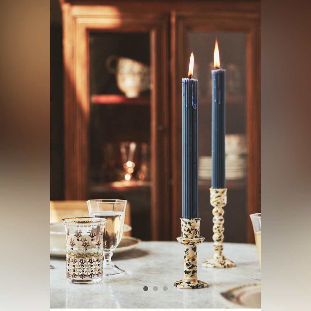 Anthropologie Terrazzo Style Ceramic Candle Holders
